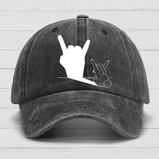 Rabbit Rock and Roll Hand Shadow Meme Style Unisex Gamer Movie Music Hat