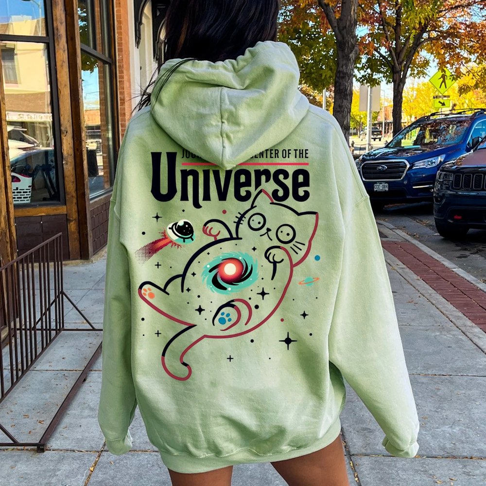 Journey to the Center of the Universe Geek Printed Back Cotton Hoodie