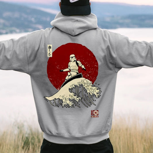 Cosmic Wave Printed Back Unisex Cotton Hoodie