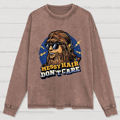 Messy Hair Don't Care Washed Long Sleeve Tee