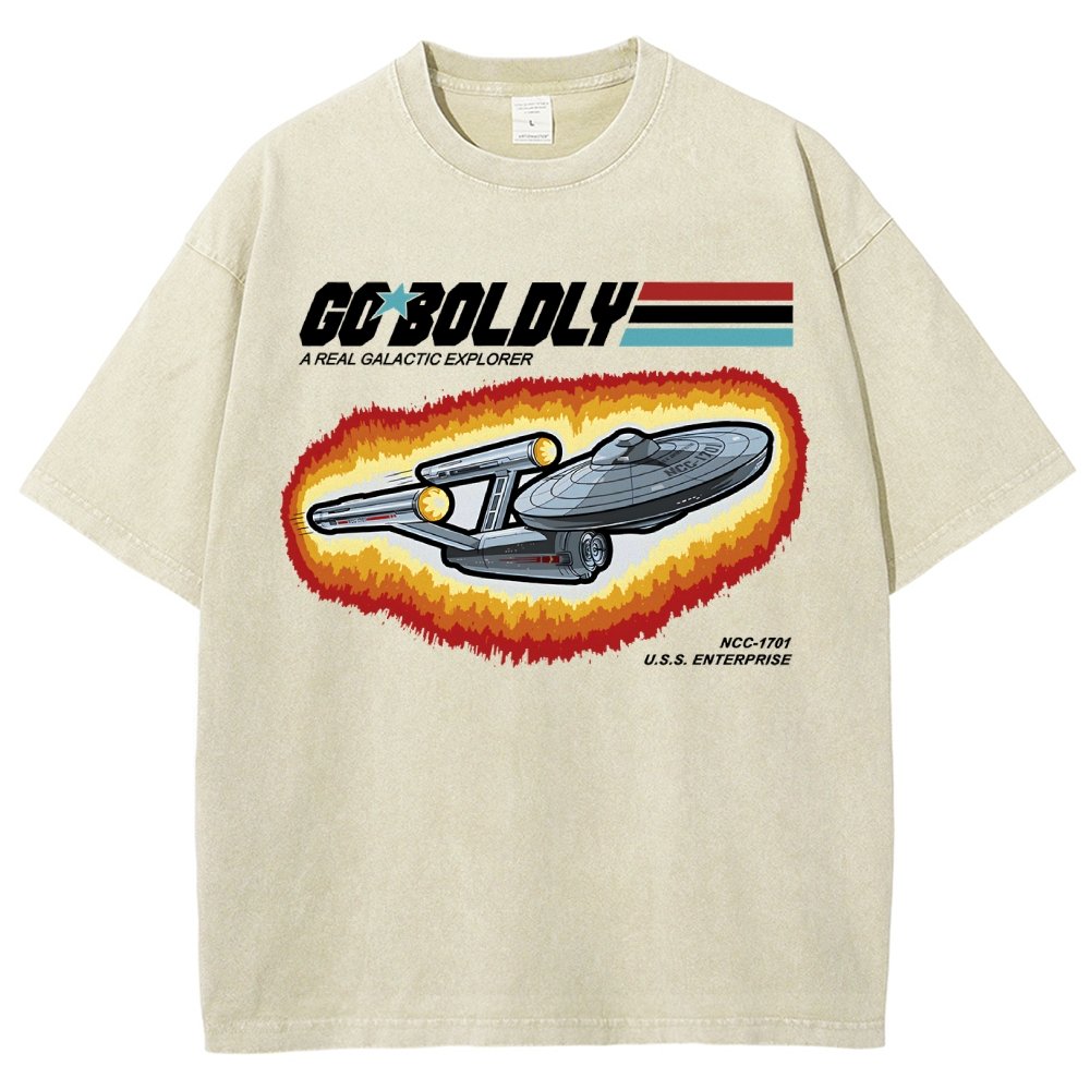 Go Boldly - A Real Cosmic Explorer Vintage Distressed T-shirt