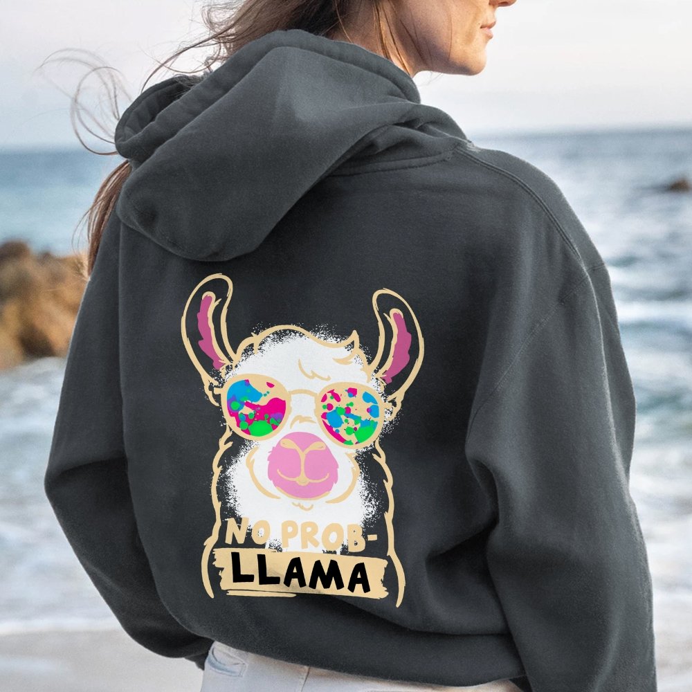 No probllama Printed Back Unisex Cotton Hoodie