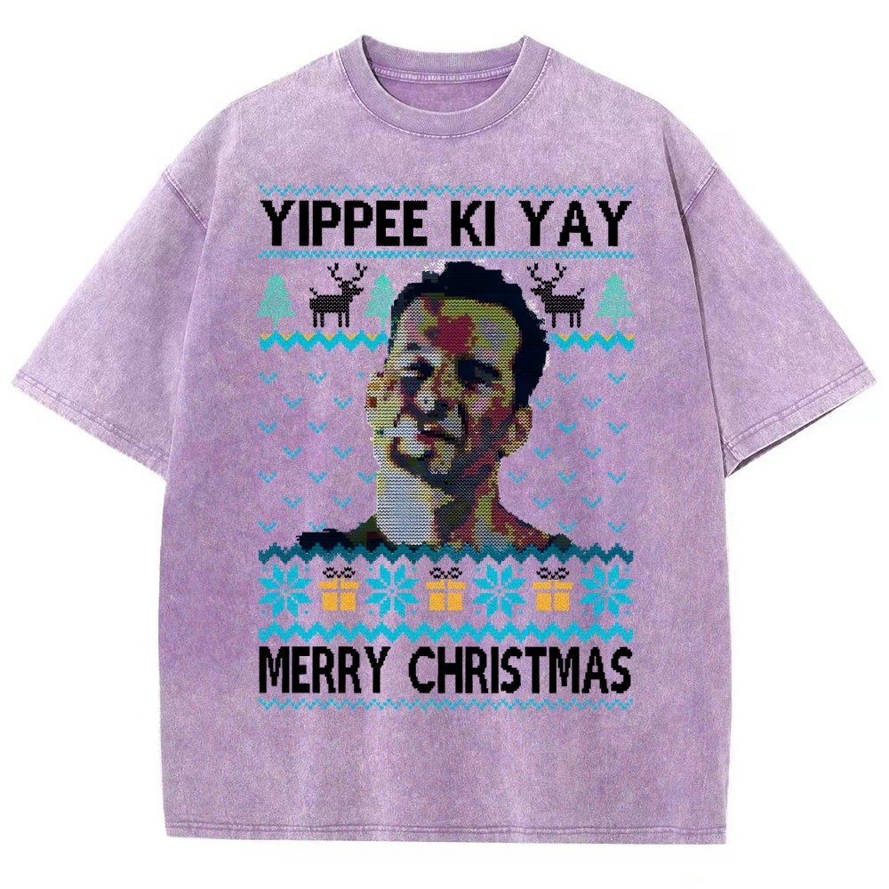Yippee Ki Yay Christmas Vintage Distressed T-shirt