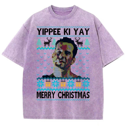 Yippee Ki Yay Christmas Vintage Distressed T-shirt