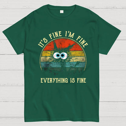 It ‘s Fine I am Fine Everything Is Fine Funny Black cat Geek T-Shirt