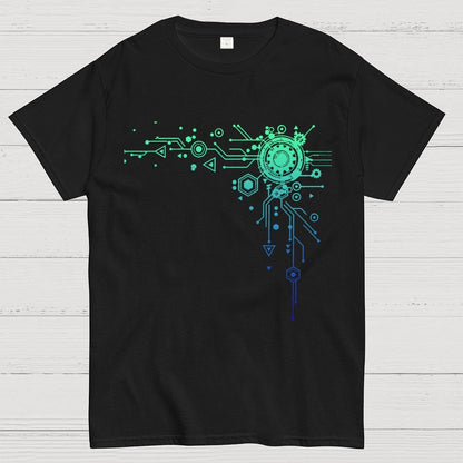 Blue Tech Element Print Unisex Geek T-Shirt