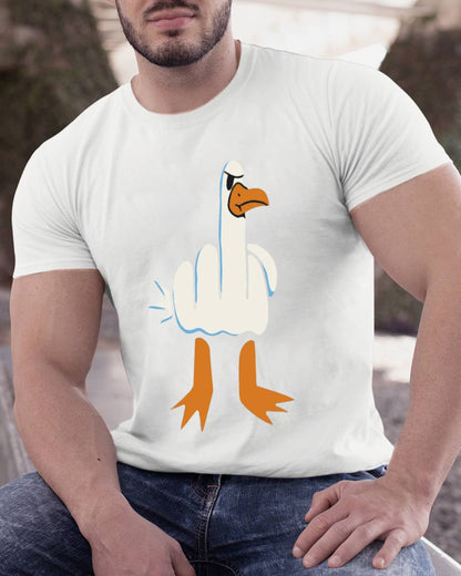 Rude Seagull Design Funny Geeky T-Shirt