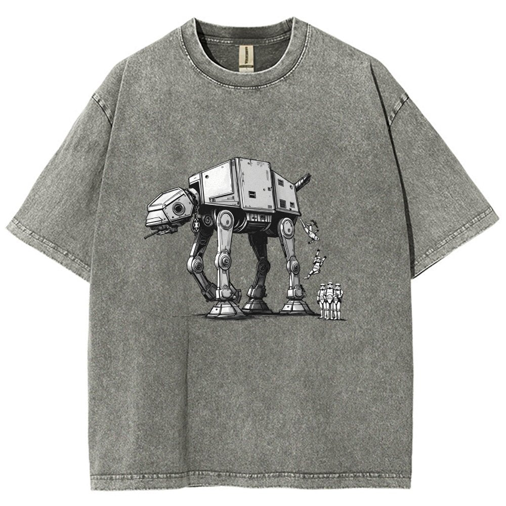 Mechanical Robot Dog Poop Vintage Distressed T-shirt