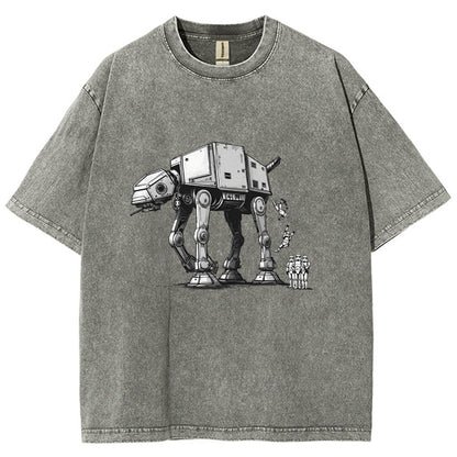 Mechanical Robot Dog Poop Vintage Distressed T-shirt
