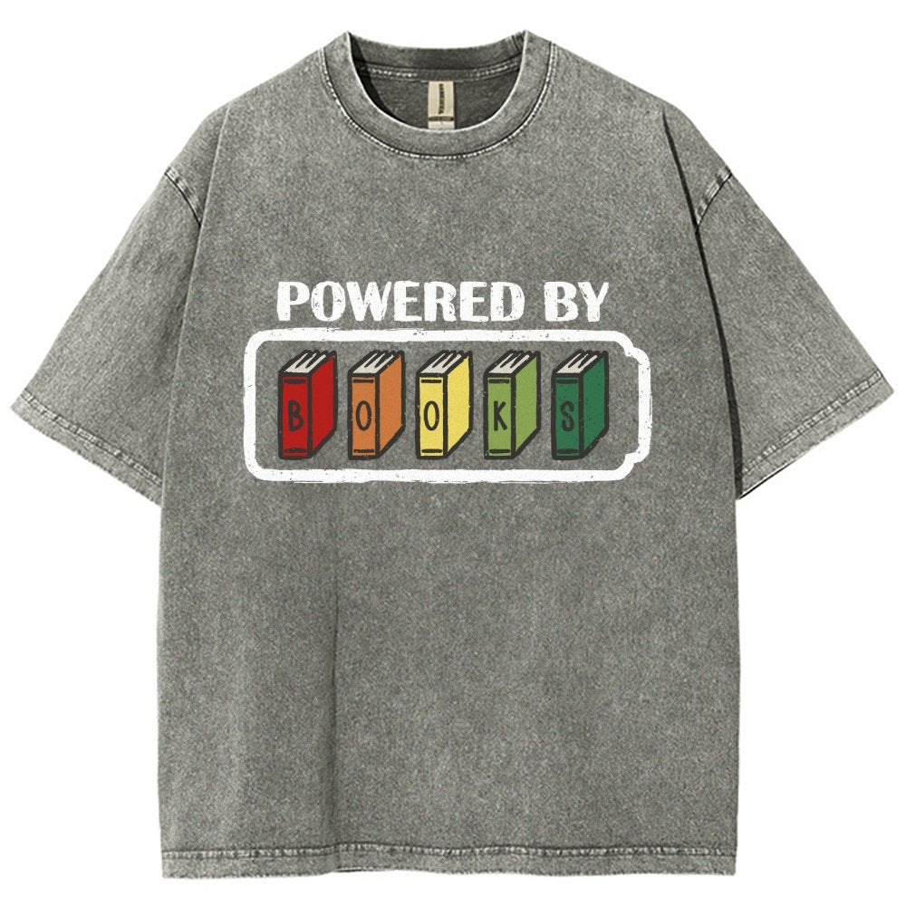 Powered by Books Vintage Distressed T-shirt