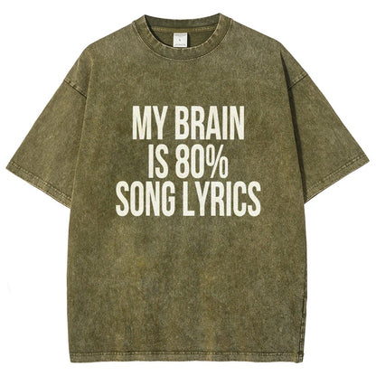 My Brain is 80% Song Lyrics Vintage Distressed T-shirt