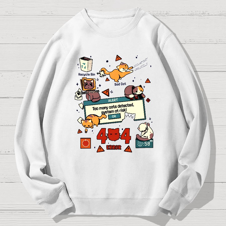 Too Many Cats 404 Alert Geek Cotton Sweatshirt