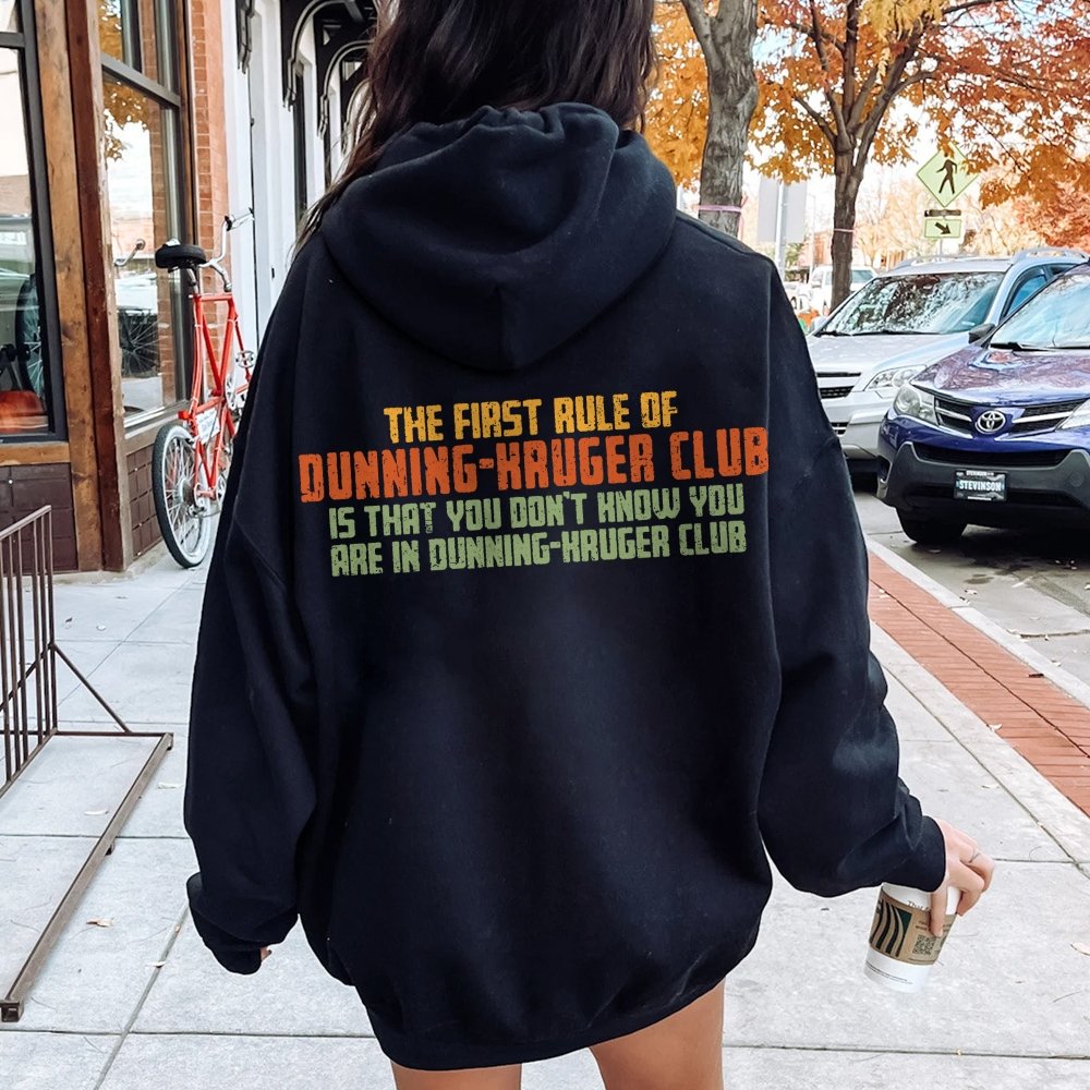 Dunning-Kruger Club Printed Back Unisex Cotton Hoodie