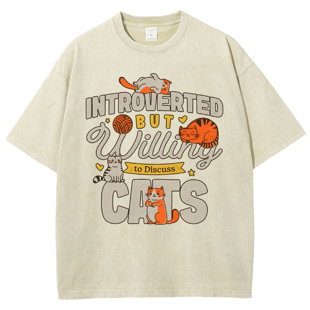 Willing to Discuss Cats Vintage Distressed T-shirt