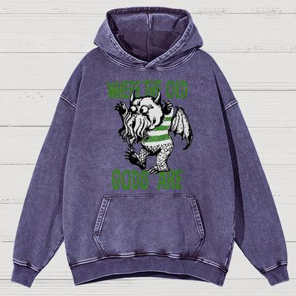Where The Old Gods Are Vintage Distressed Hoodie