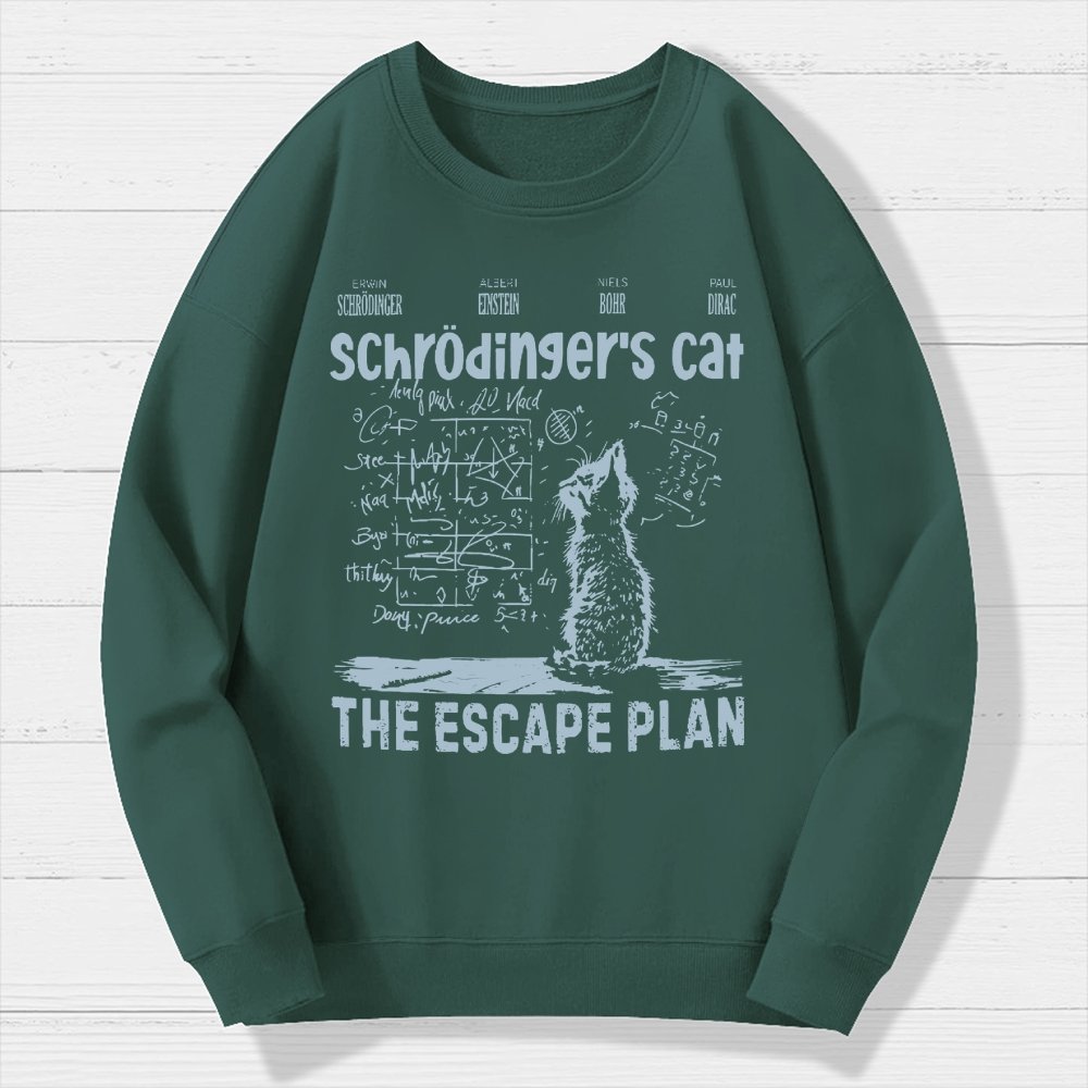 Schrodinger's Cat Escape Plan Interesting Physics Science Geek Cotton Sweatshirt