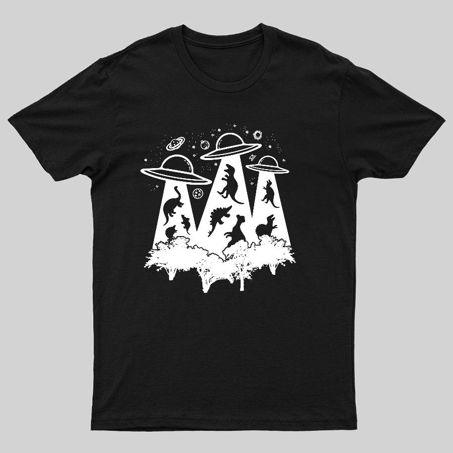 Dinosaur Alien Abduction Unisex Adult Geeky T-Shirt