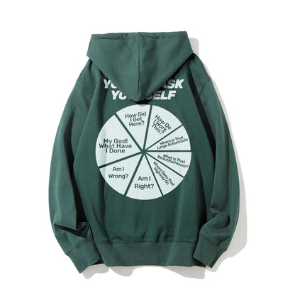 You May Ask Yourself Printed Back Cotton Hoodie