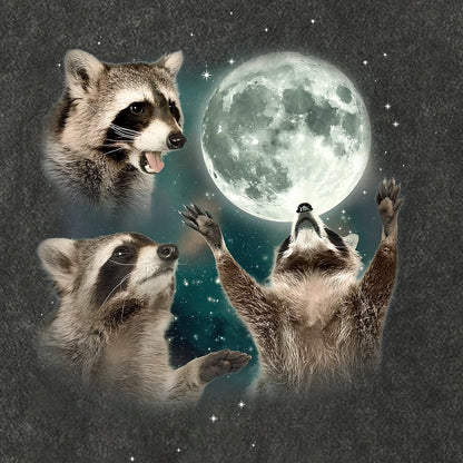 Three Raccoons Moon Vintage Distressed T-shirt