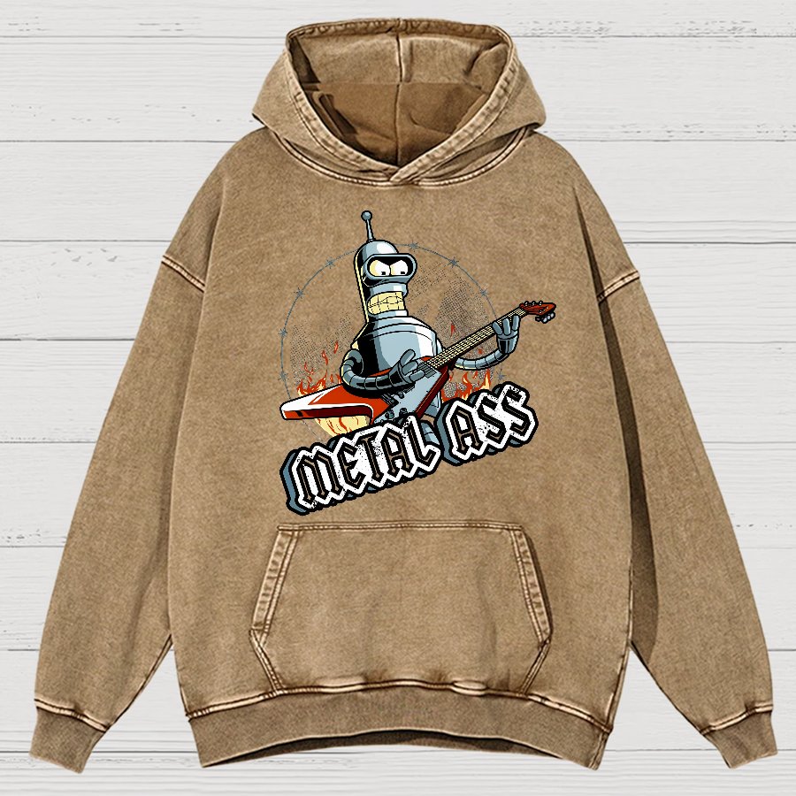 Robot Metal Rock Vintage Distressed Hoodie