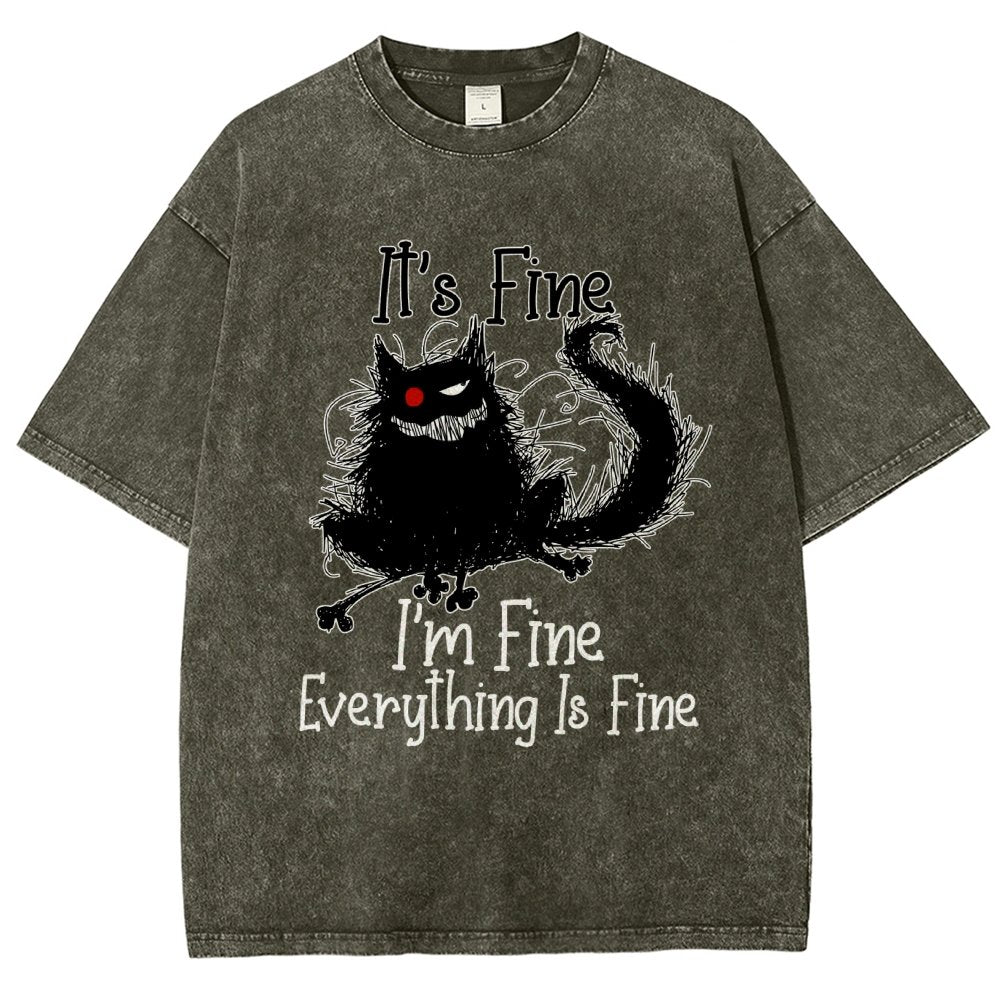 It's fine funny cat Vintage Distressed T-shirt