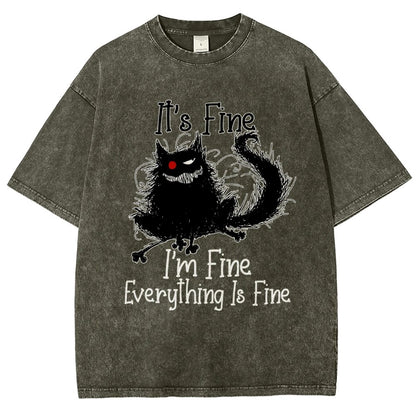 It's fine funny cat Vintage Distressed T-shirt