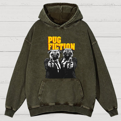Pug Fiction Vintage Distressed Hoodie