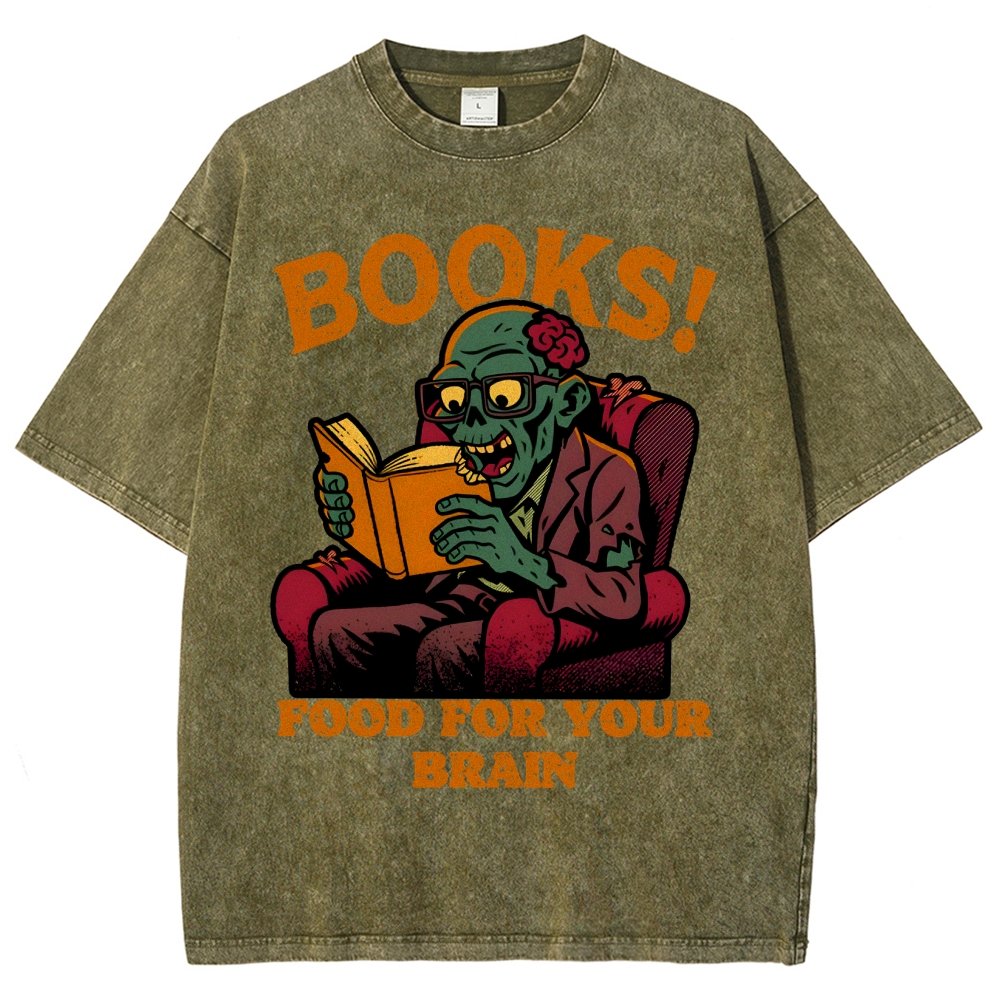 Books! Food For Your Brain Vintage Distressed T-shirt