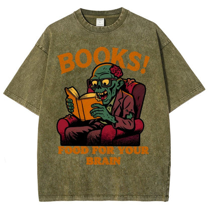 Books! Food For Your Brain Vintage Distressed T-shirt