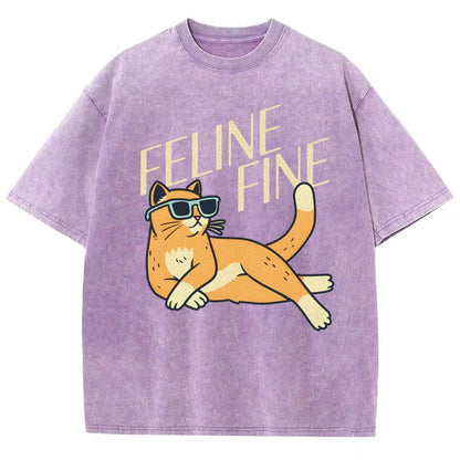 Feline Fine Vintage Distressed T-shirt