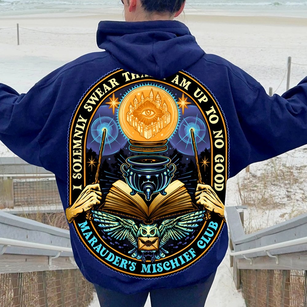 Mischief Club Printed Back Cotton Hoodie