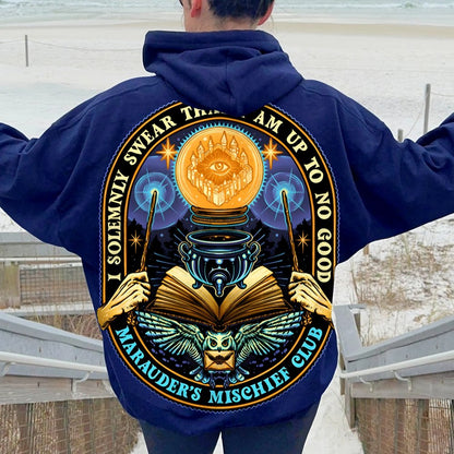 Mischief Club Printed Back Cotton Hoodie