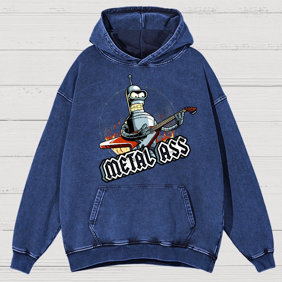 Robot Metal Rock Vintage Distressed Hoodie
