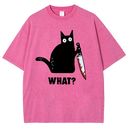 What! Funny Cat Vintage Distressed T-shirt