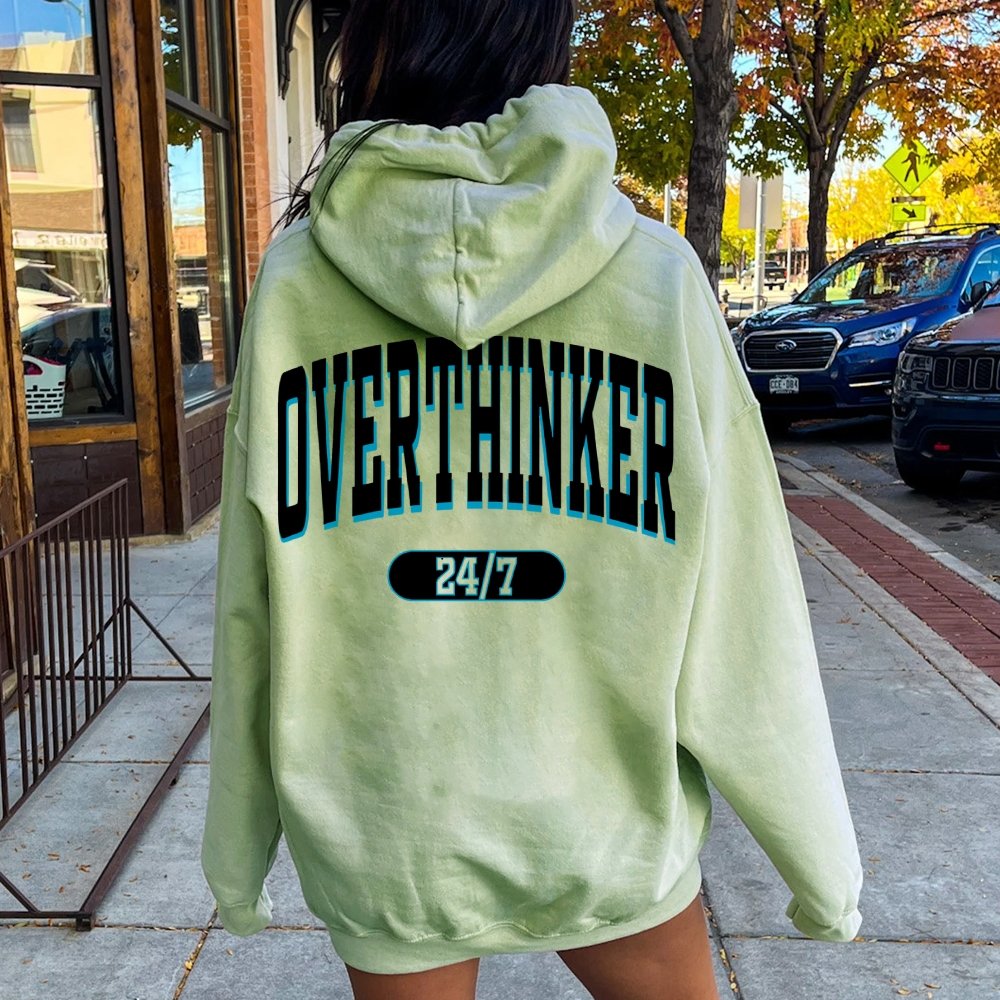Overthinker All the time Printed Back Cotton Hoodie