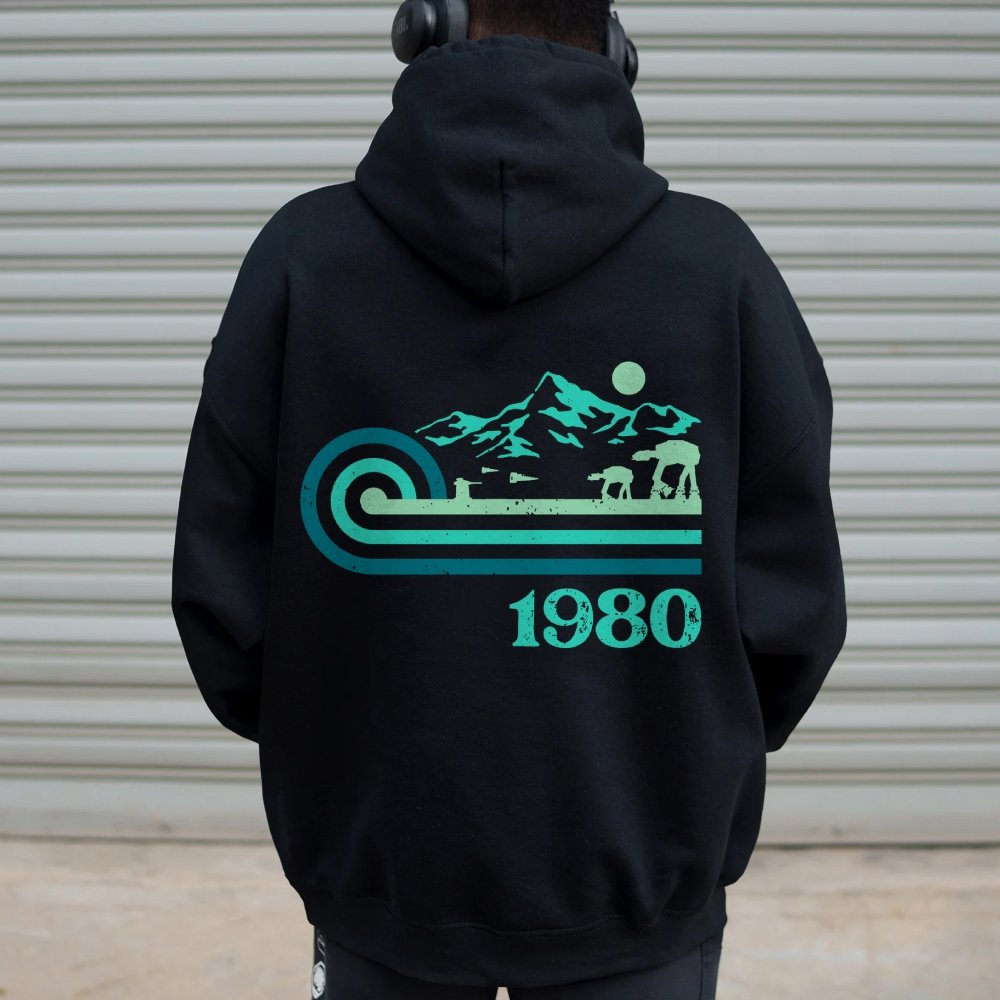 Retro Vintage Base Printed Back Unisex Cotton Hoodie