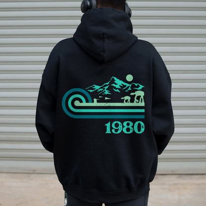 Retro Vintage Base Printed Back Unisex Cotton Hoodie
