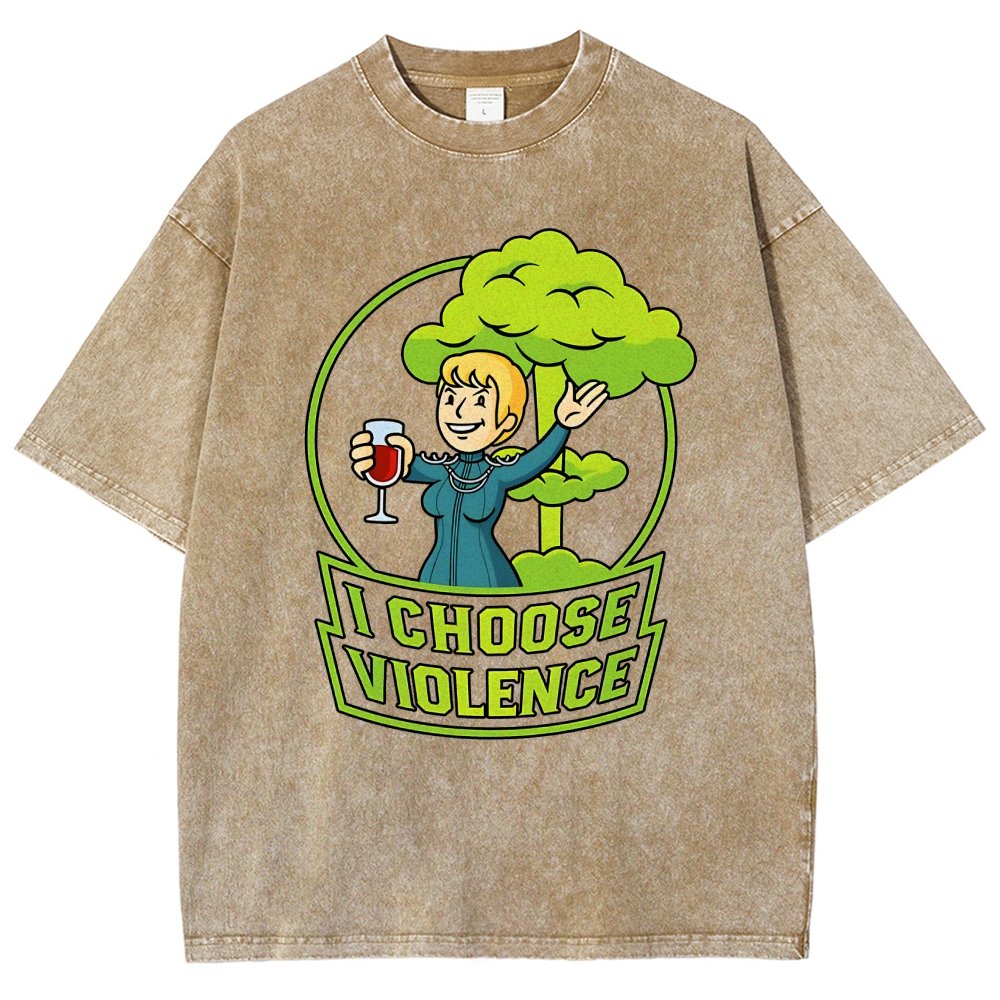 I Choose Violence & Green Atomic Vintage Distressed T-shirt