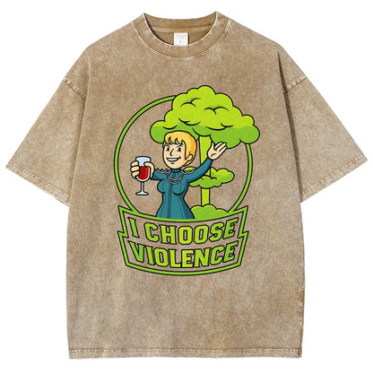 I Choose Violence & Green Atomic Vintage Distressed T-shirt