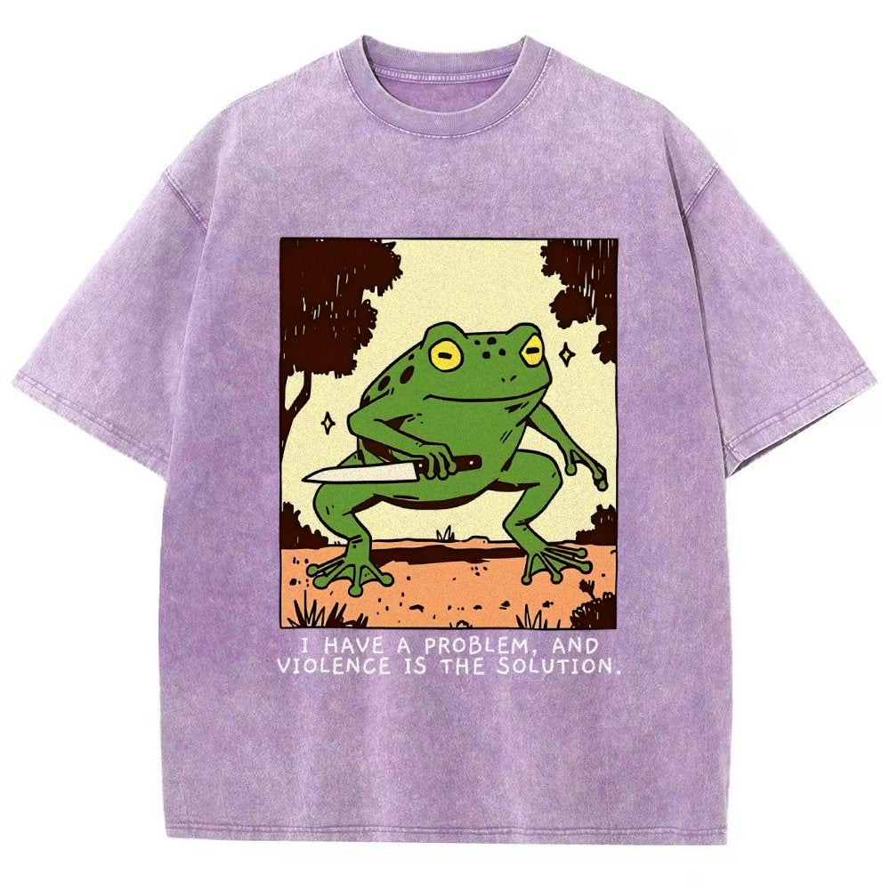 Frog Violence Vintage Distressed T-shirt