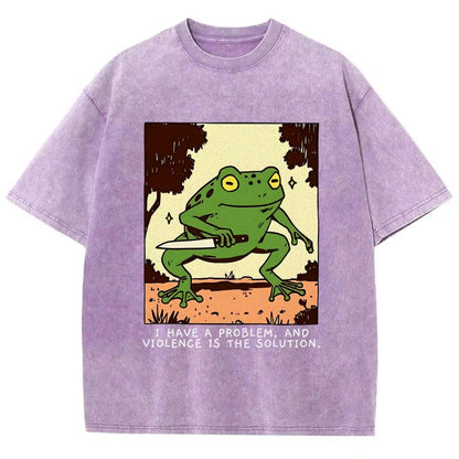 Frog Violence Vintage Distressed T-shirt