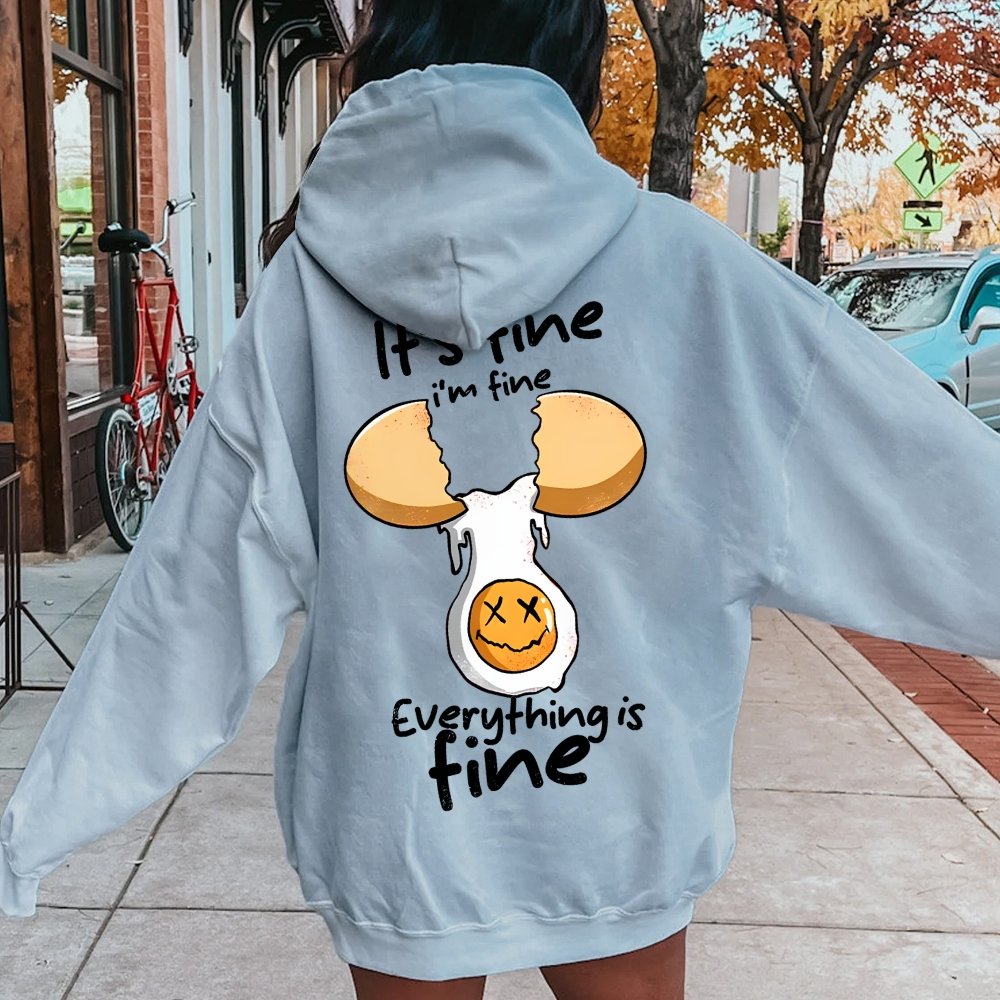 Everything is fine Printed Back Unisex Cotton Hoodie
