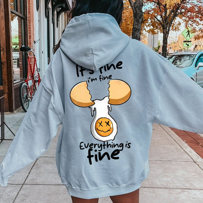 Everything is fine Printed Back Unisex Cotton Hoodie