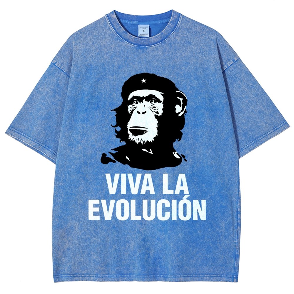 Marxist Evolution Funny Chimpanzee Monkey Rebellious Figure Parody Slogan Vintage Distressed T-shirt