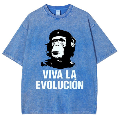 Marxist Evolution Funny Chimpanzee Monkey Rebellious Figure Parody Slogan Vintage Distressed T-shirt