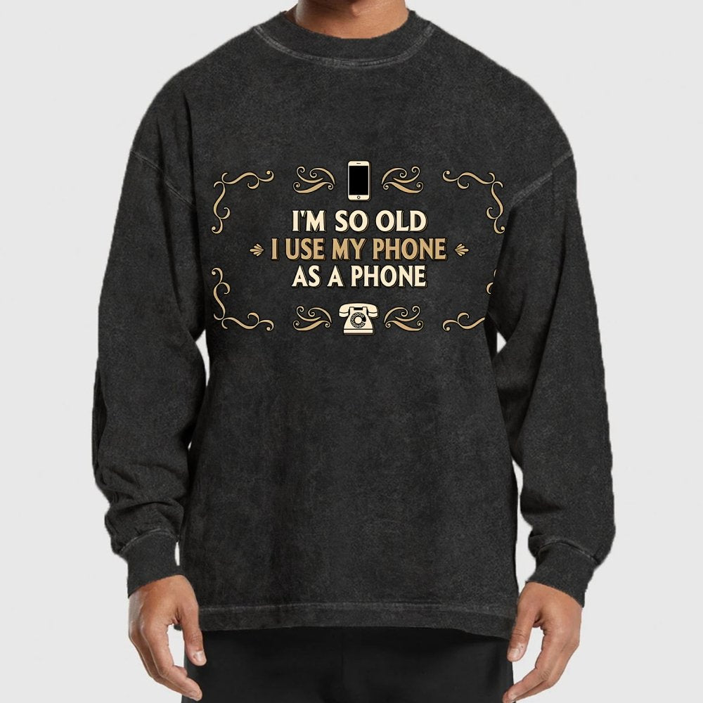 Old Phone Washed Long Sleeve Tee