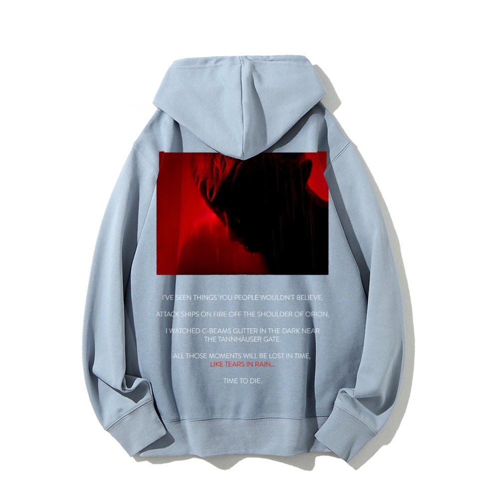 Tears in Rain-Tears in Red-Time to Die Printed Back Cotton Hoodie