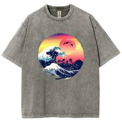 The Great Waves Vintage Distressed T-shirt
