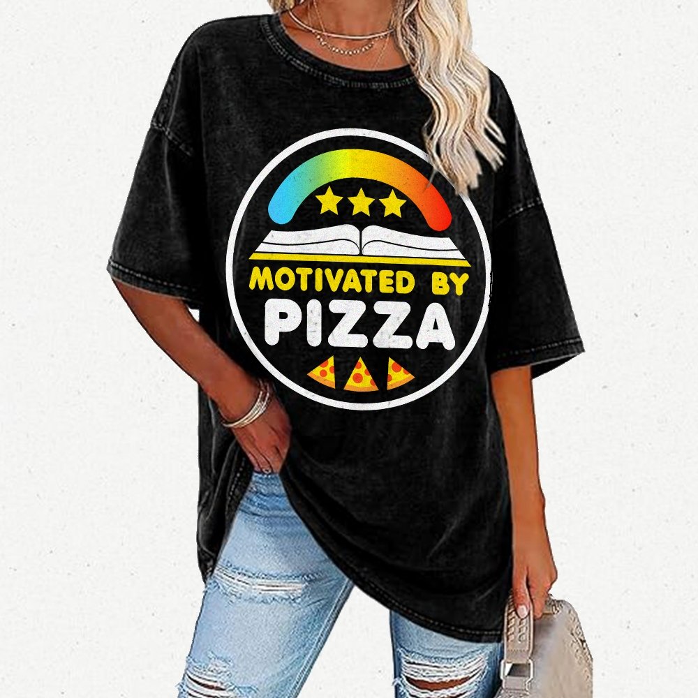 Motivated By Pizza Vintage Distressed T-shirt