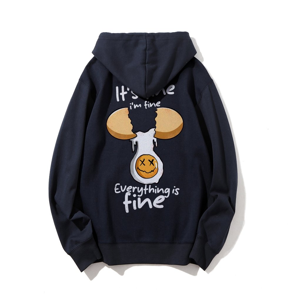 Everything is fine Printed Back Unisex Cotton Hoodie